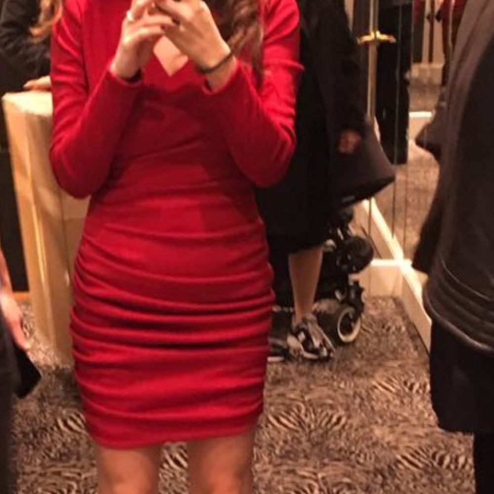 Maje red suede dress